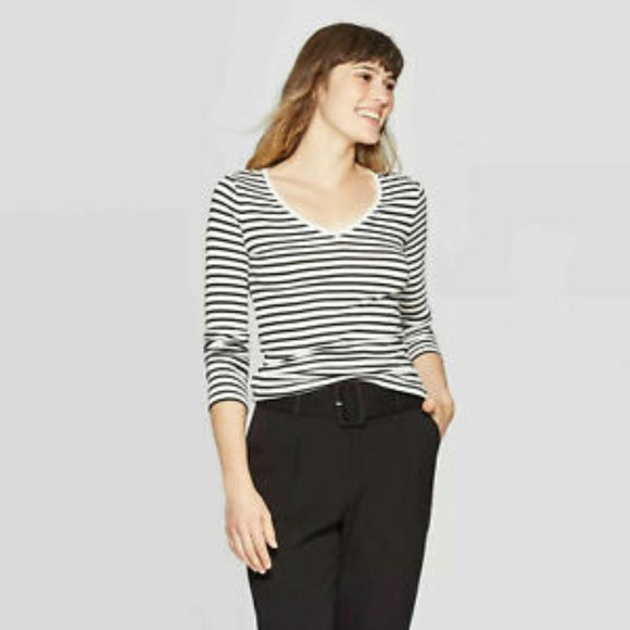Striped Long Sleeve Vneck Shirt | Poshmark